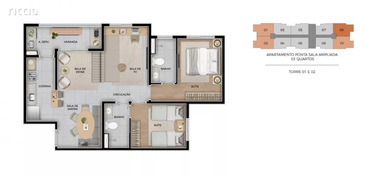 Apartamentocom 3 quartos à venda em Jardim das Indústrias São José dos Campos